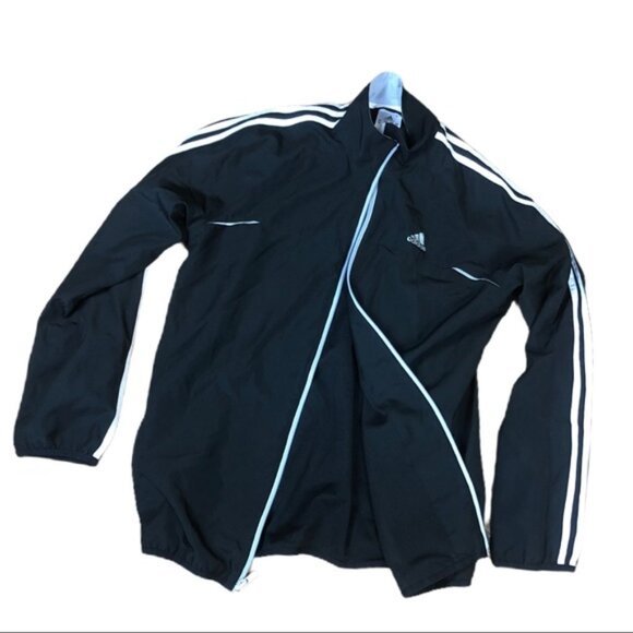 ADIDAS three stripe black lightweight track jacket - Picture 1 of 6